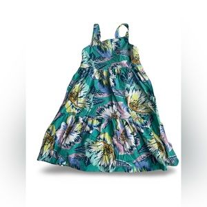 Carters Girls Sleeveless Green Summer Floral Print Dress, Size 8/8A, 100% Cotton